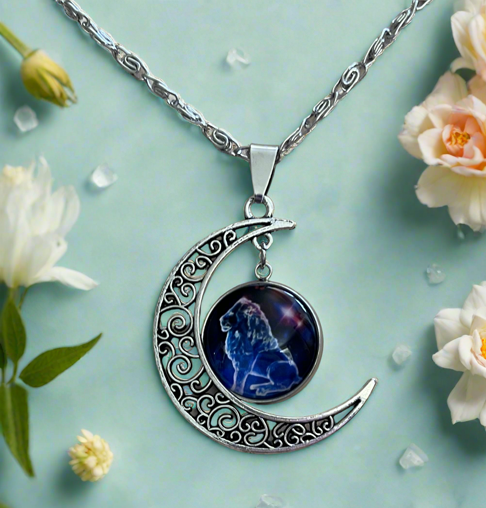 Leo Constellation Moon Pendant & Necklace