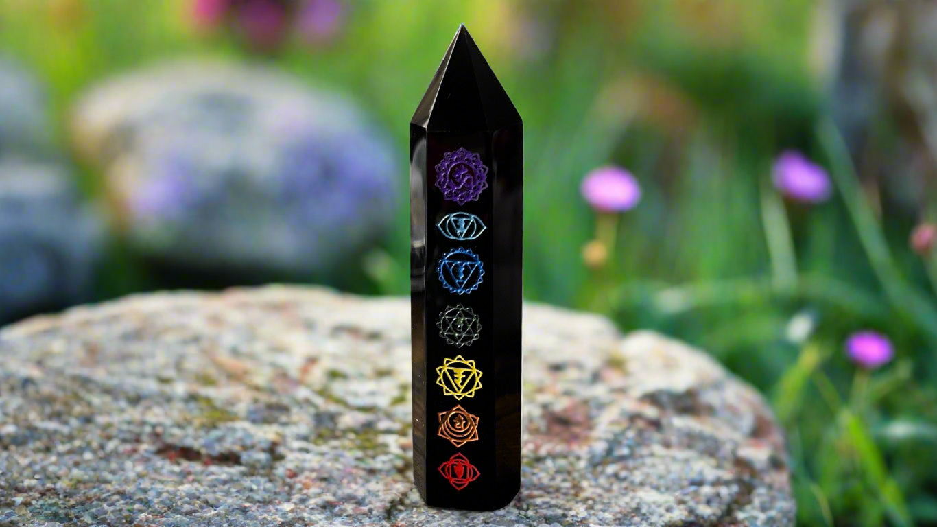 Black Obsidian Chakra Tower