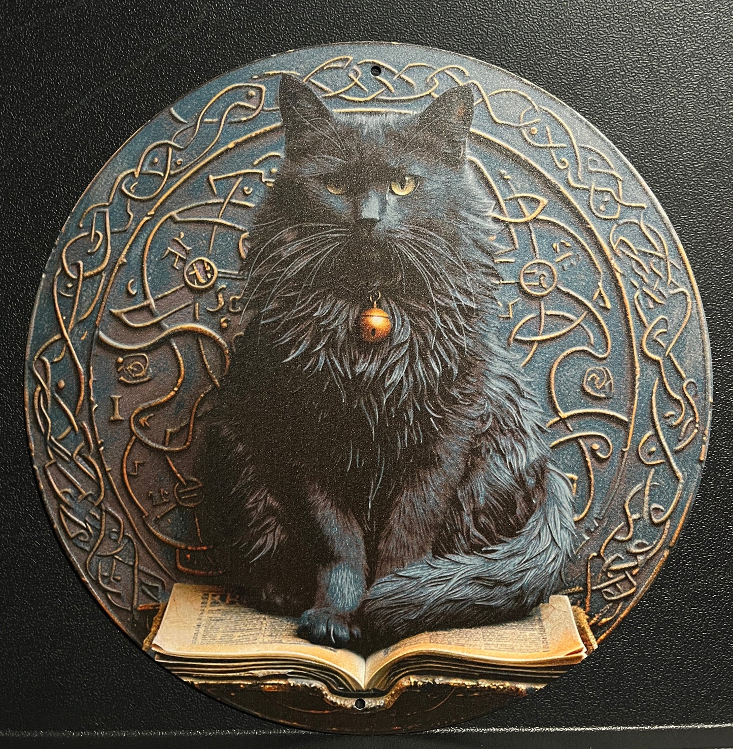 Black Cat Sat on Grimoire Wall Art