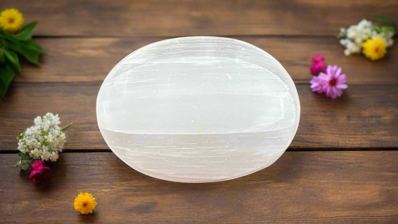 Selenite Palm Stone