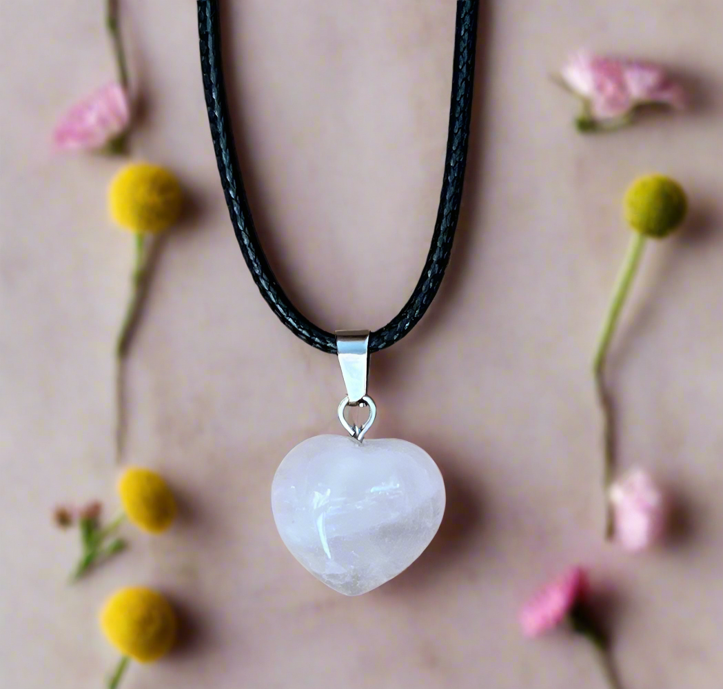 Rose Quartz Heart Pendant With Necklace
