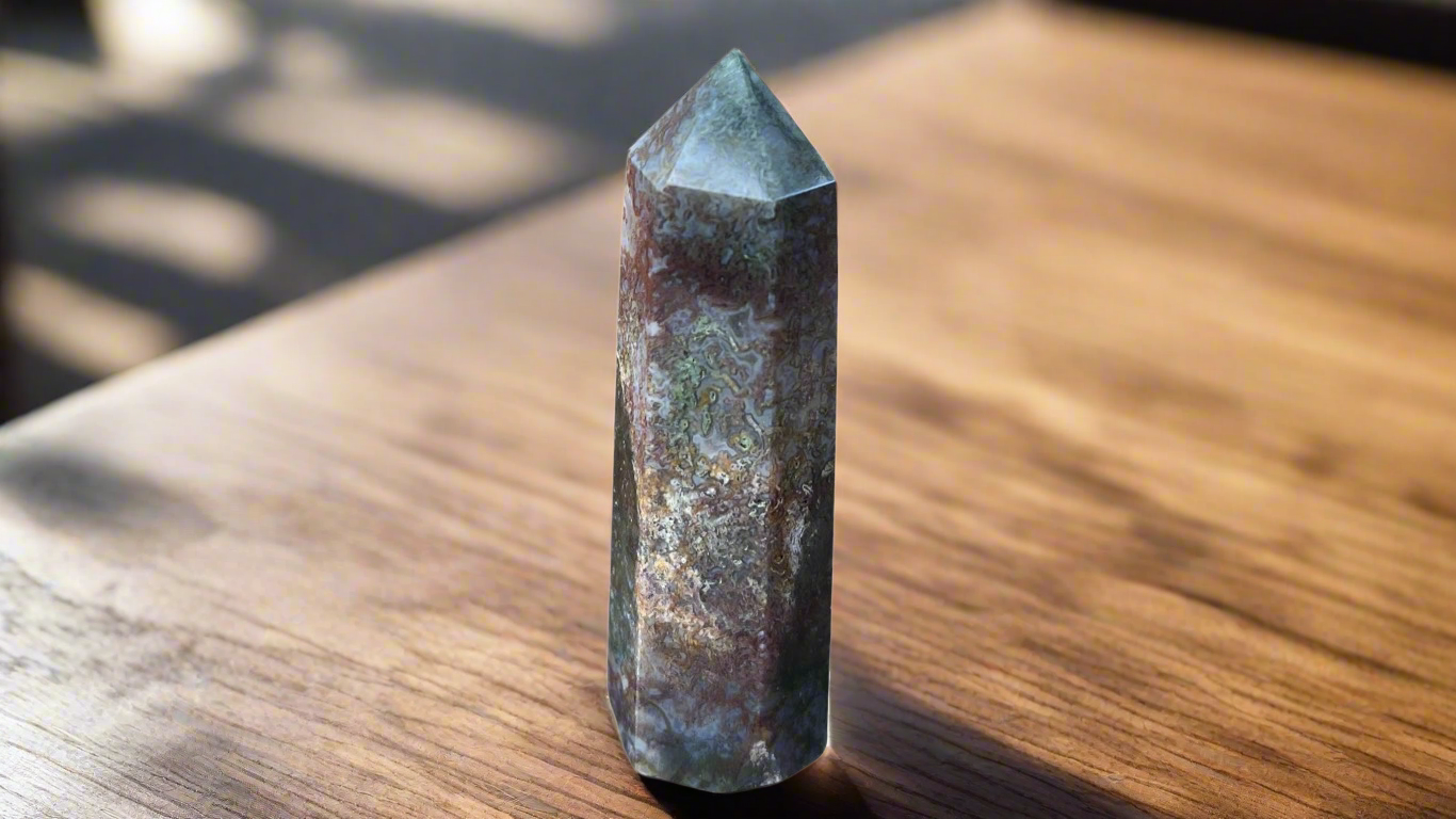 Moss Agate Tower 6cm