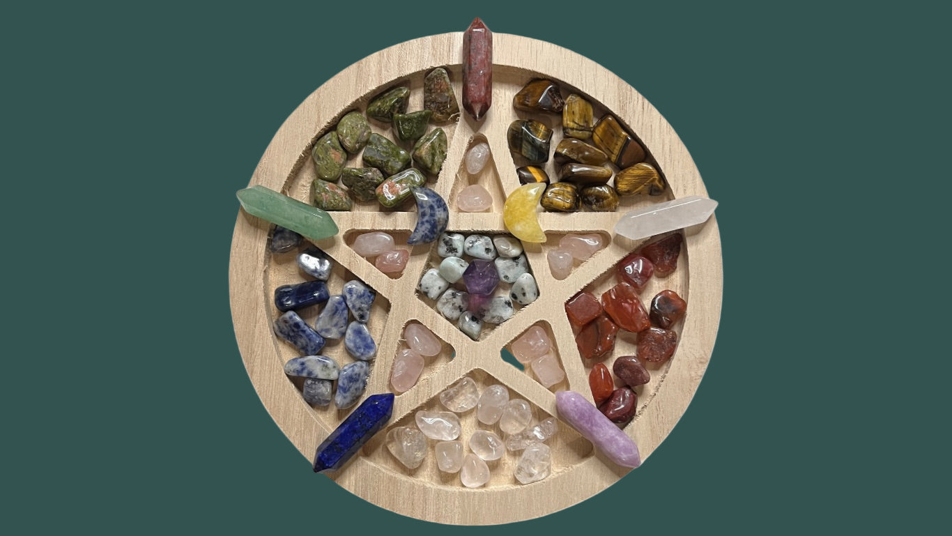 Sacred Balance Pentagram & Crystal Set