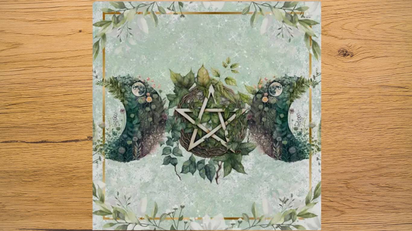 Triple Moon Pentagram Altar Cloth