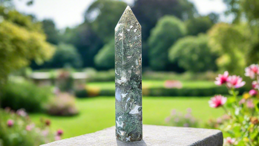 Moss Agate Pillar 17cm (6.5”)
