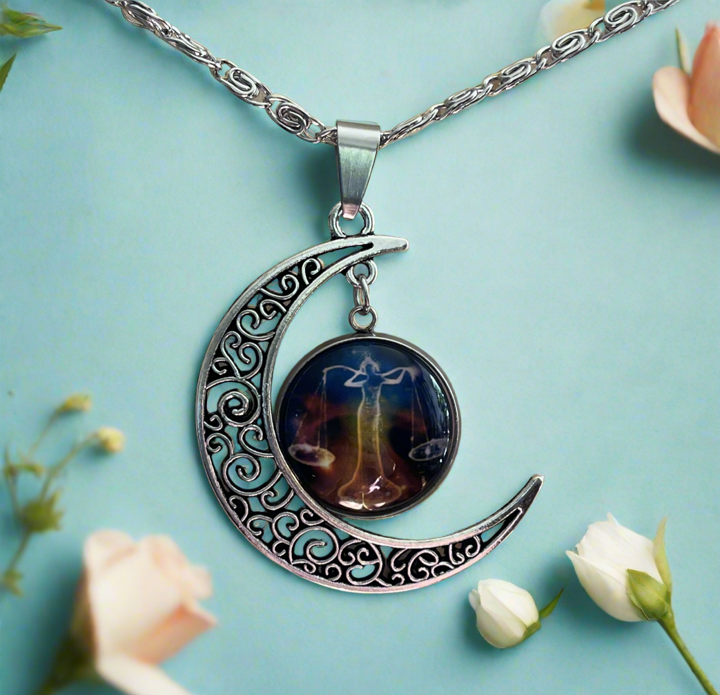Libra Constellation Moon Pendant & Necklace