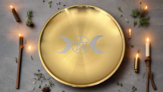 Triple Moon Goddess Pentagram Alter Plate