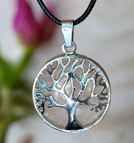 Rose Quartz Tree Of Life Necklace