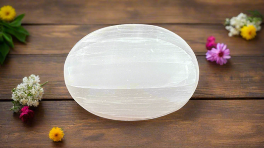 Selenite Palm Stone