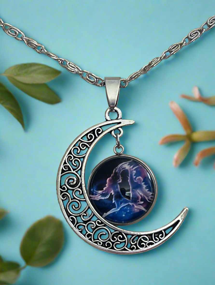 Gemini Constellation Moon Pendant & Necklace