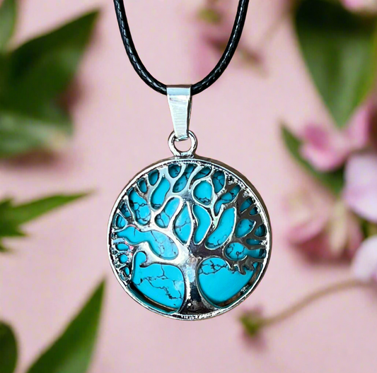 Blue Howlite Tree Of Life Necklace