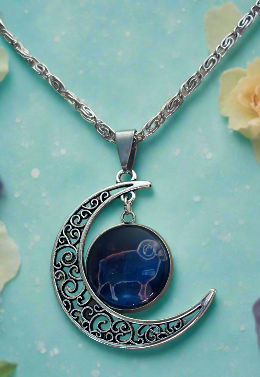Aries Constellation Moon Pendant & Necklace