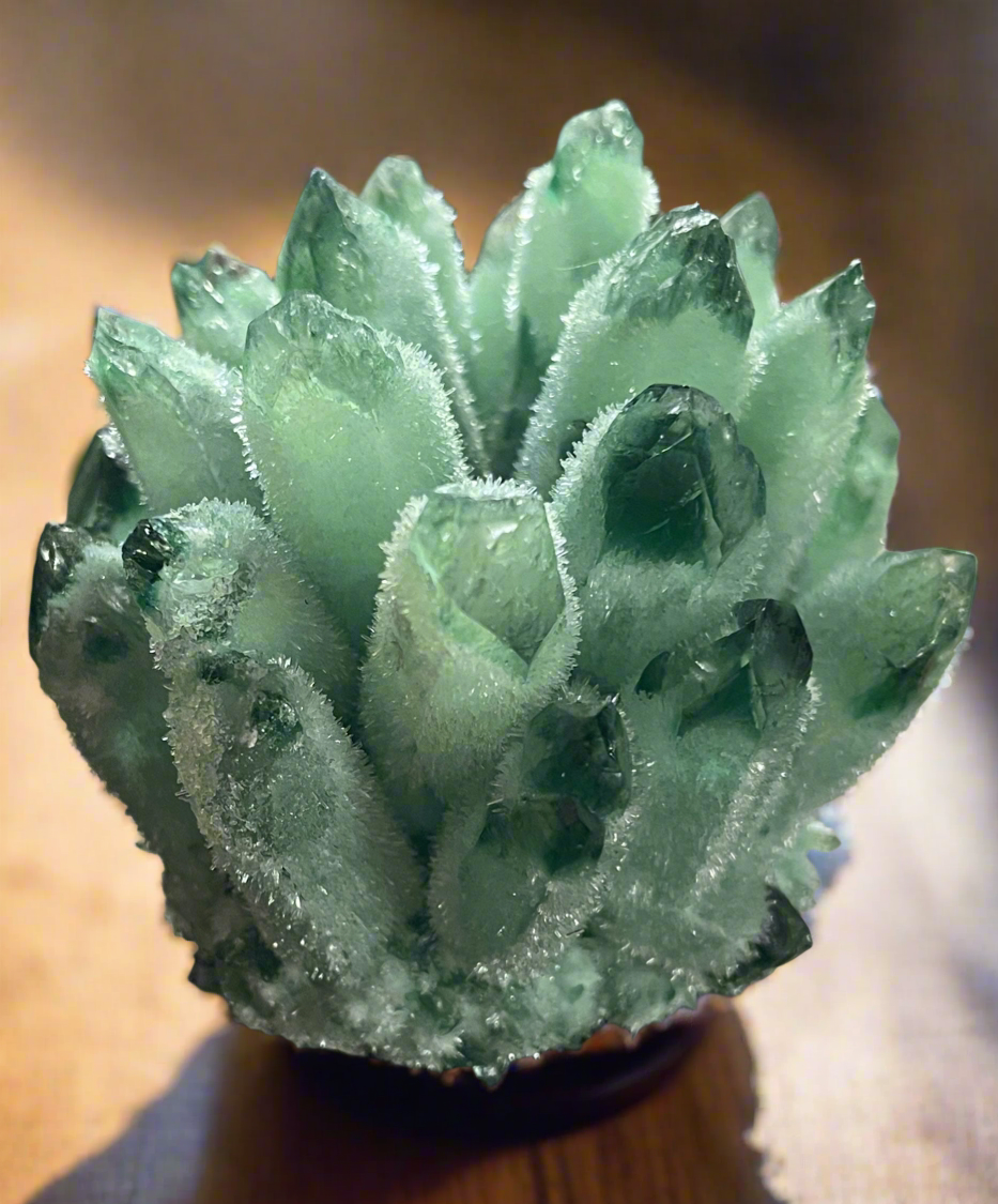 Green Phantom Quartz Cluster (Prasiolite)