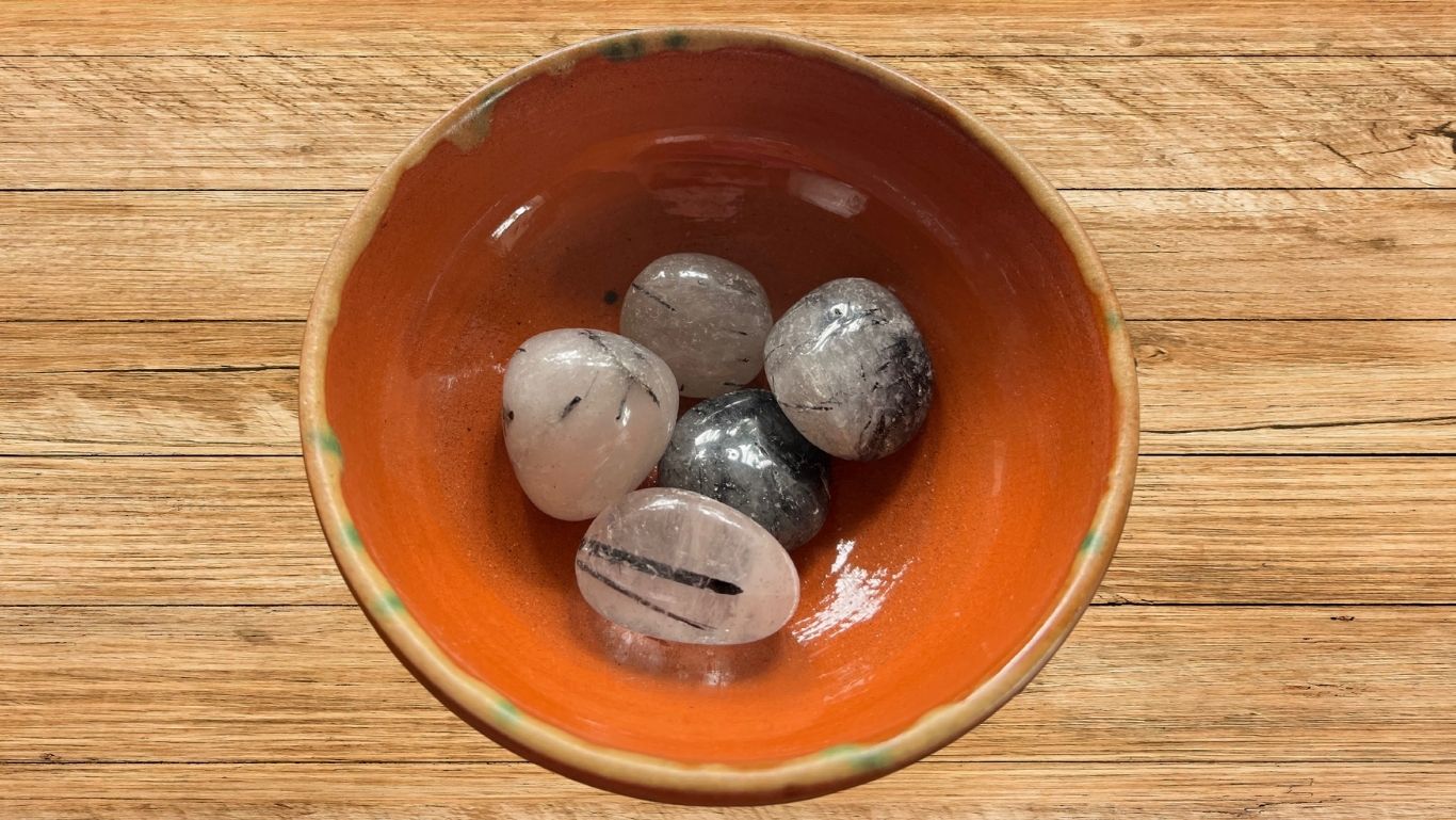 Tourmalinated Quartz Tumble Stone