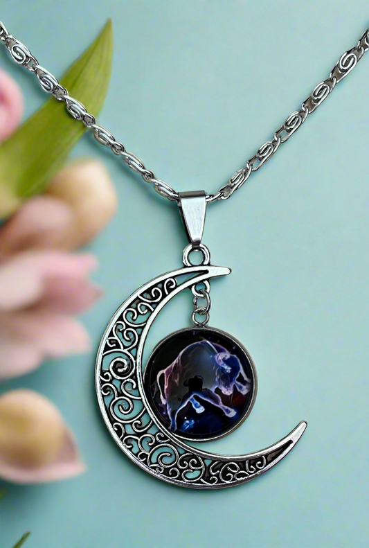 Taurus Constellation Moon Pendant & Necklace