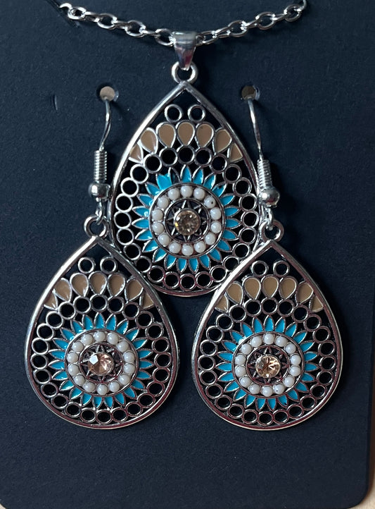 Mandala Pendant Necklace & Earrings