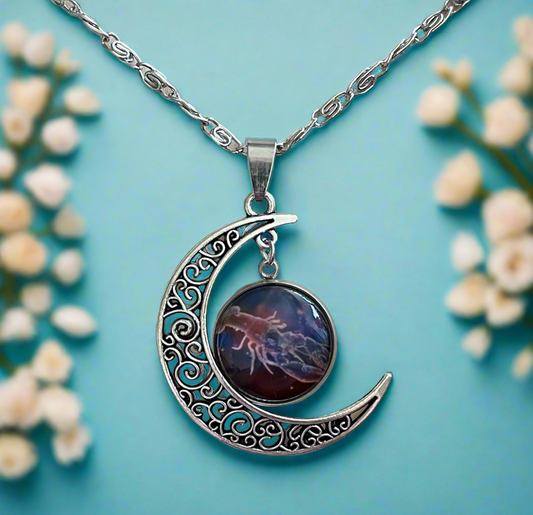 Cancer Constellation Moon Pendant & Necklace