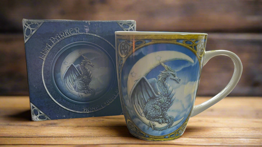 Wish Dragon Moon Design Porcelain Mug by Lisa Parker