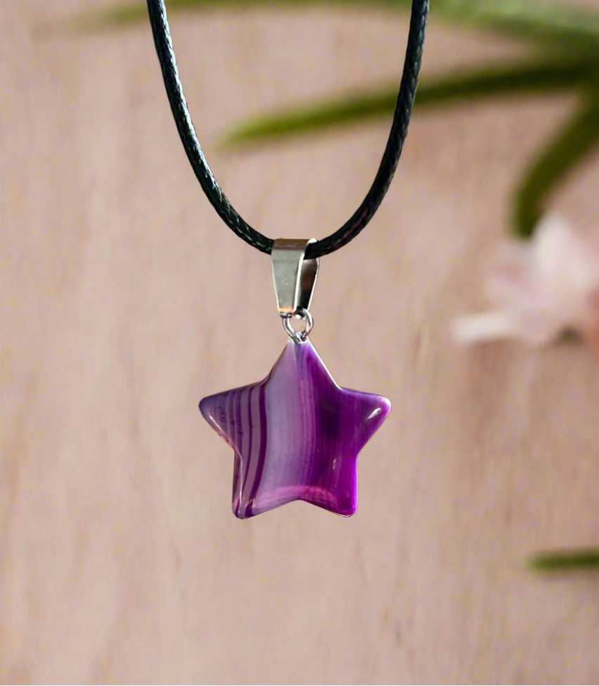 Purple Agate Star Pendant Necklace
