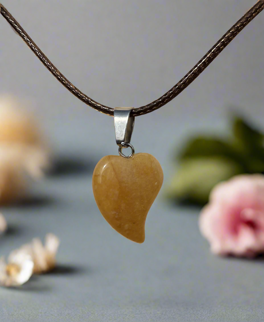 Citrine Heart Pendant & Cord Necklace