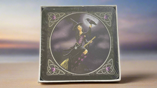 Flying Witch & Raven Design Coasters by Lisa Parker