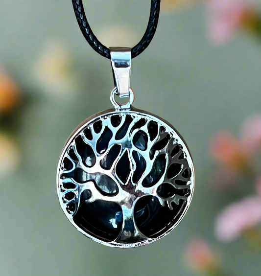 Black Obsidian Tree Of Life Necklace